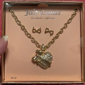 Juicy Couture Gold Heart Necklace with Bow